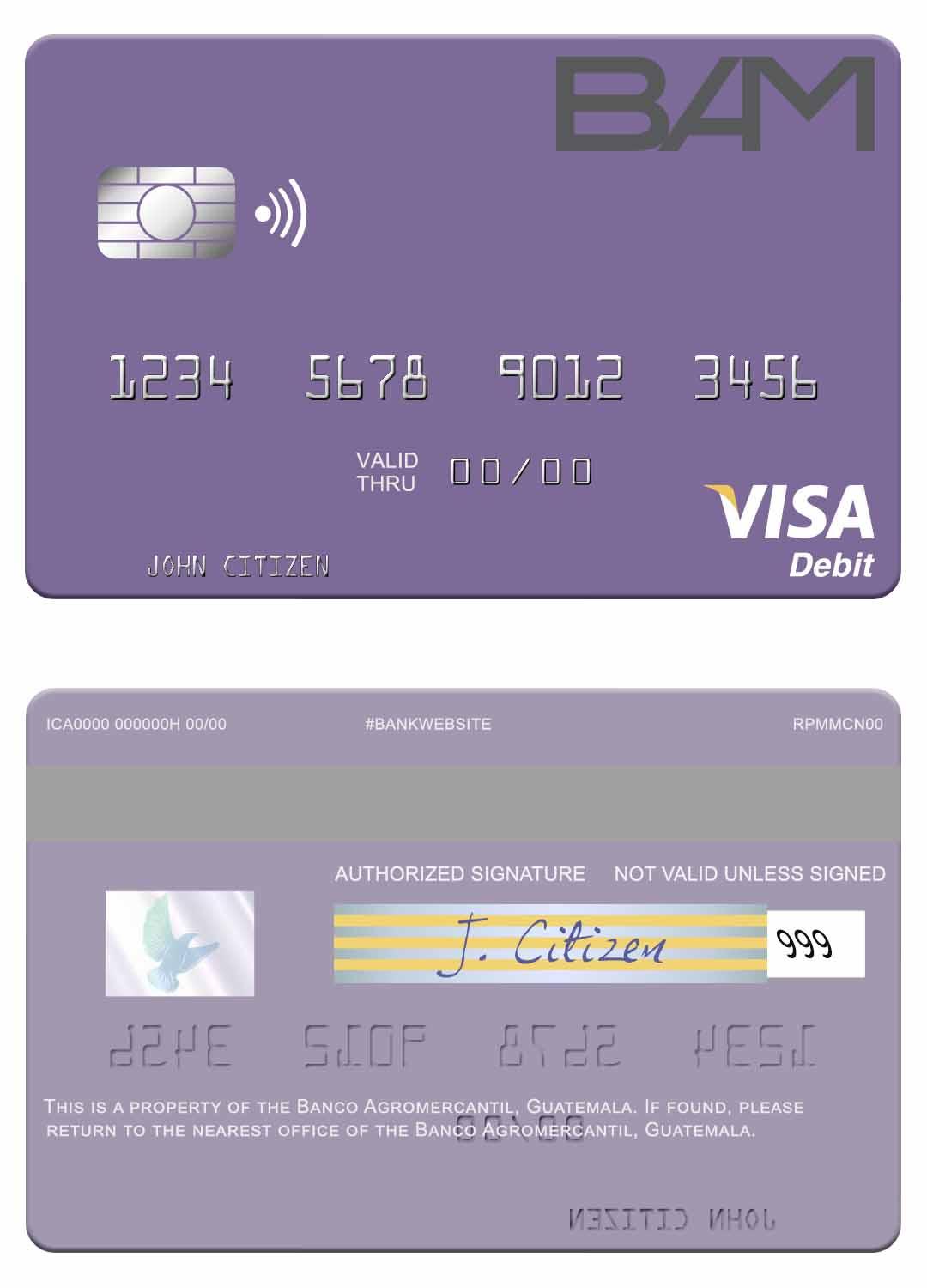 Guatemala Banco Agromercantil visa debit card
